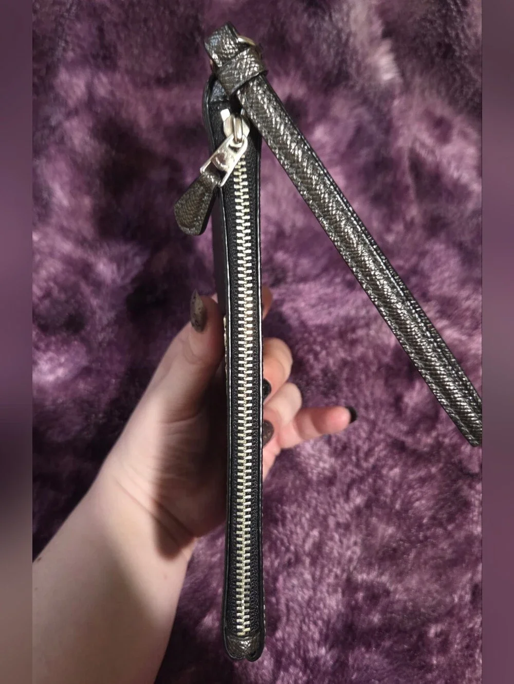 Coach Metallic Large Corner Zip Wristlet